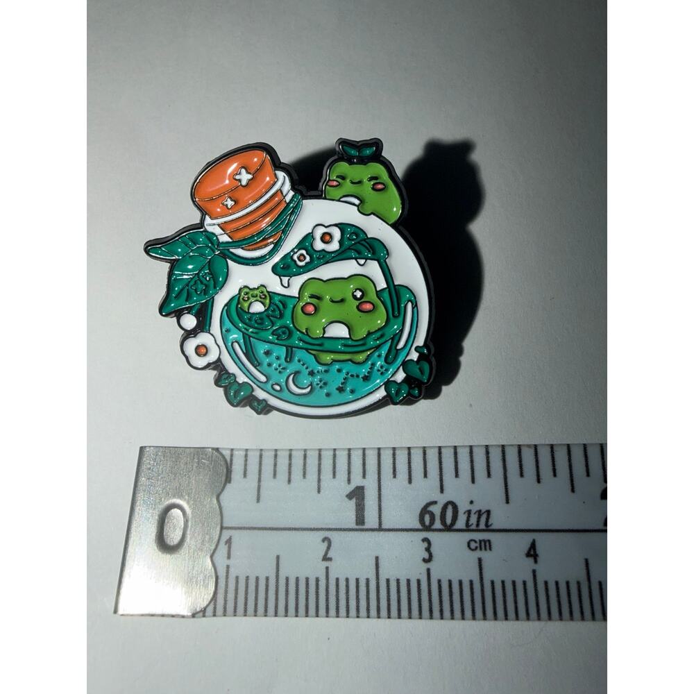 Frogs in Bubble Bath in a Jar Pin Brooch
